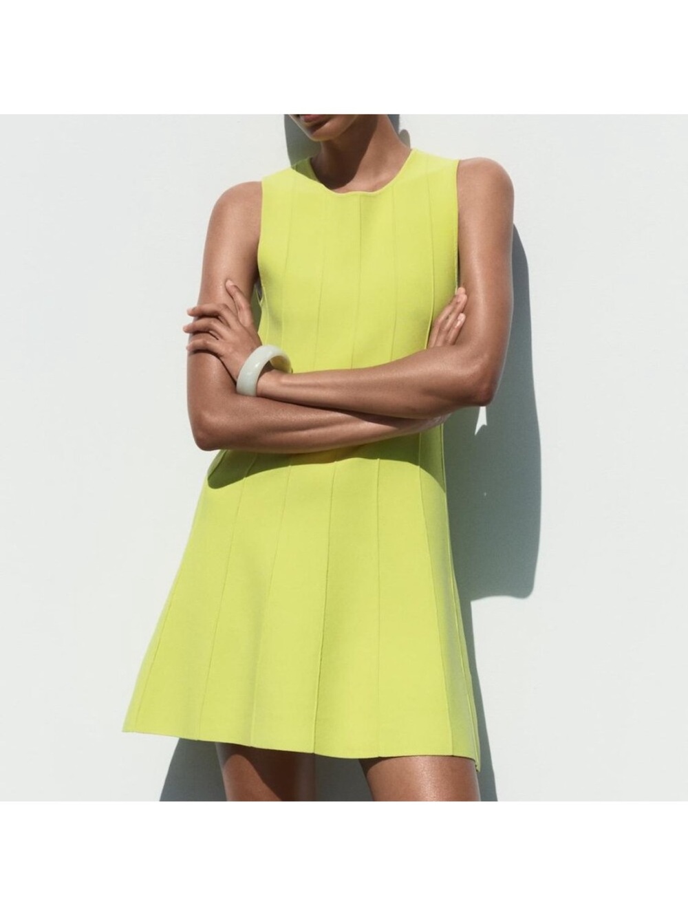 ZARA Open back knit dress in lime green - size M